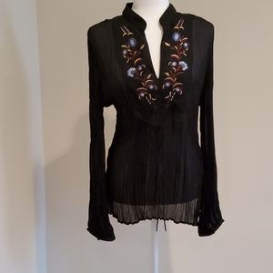 Black with embroidery blouse size XL